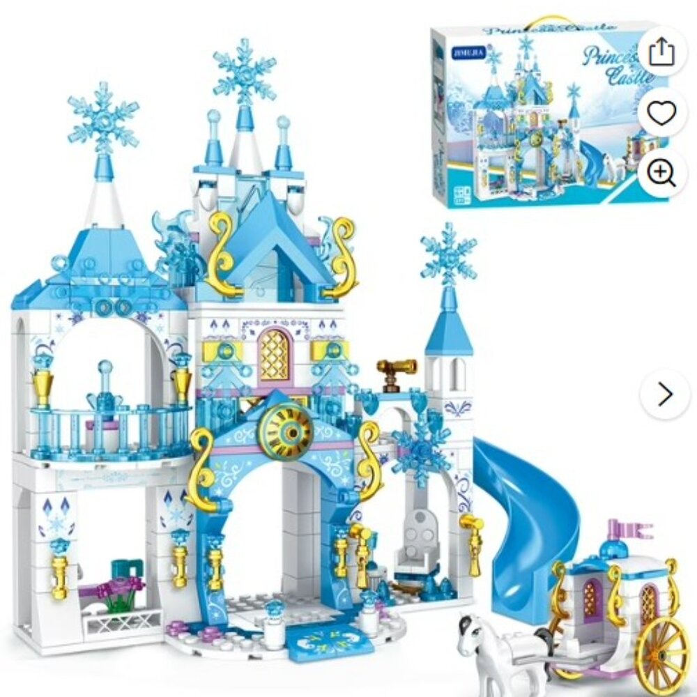 Girls Castle Building Blocks Toys Ice Princess Blue Castle Jimujia Lego